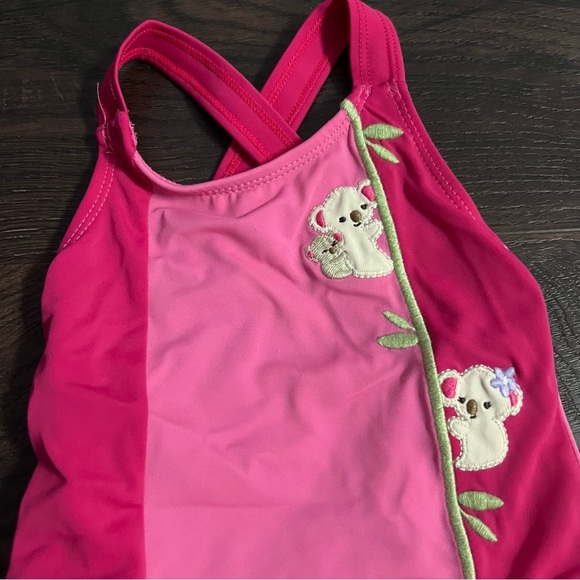 Size 3-6 Months Gymboree Surf Adventure Pink Koala Bear Swimsuit Swim Suit - Picture 3 of 8